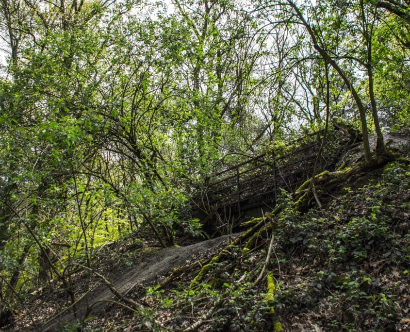 Verstopt in het landschap vind je herinneringen aan de veldslag die hier plaatsvond, zoals deze bunker.